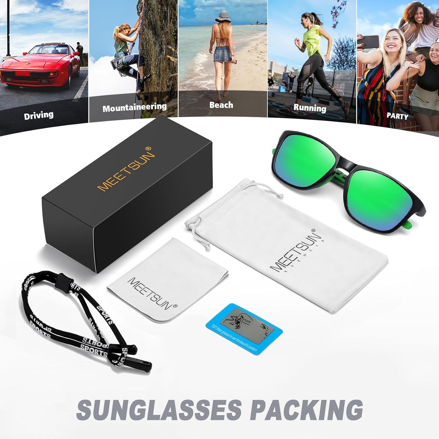 MEETSUN Polarized Sports Sunglasses - UV400 Protection for Men & Women | Ideal for Driving, Running, Cycling & Fishing