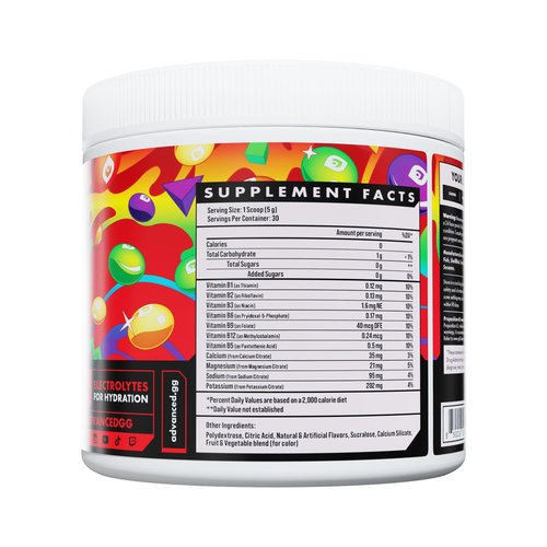 Advanced Hydration High-Performance Electrolyte Drink Mix with B Vitamins for All-Day Hydration - Caffeine Free, Zero Calories, Sugar Free, & Keto Friendly - (30 Servings, Rainbow Candy)