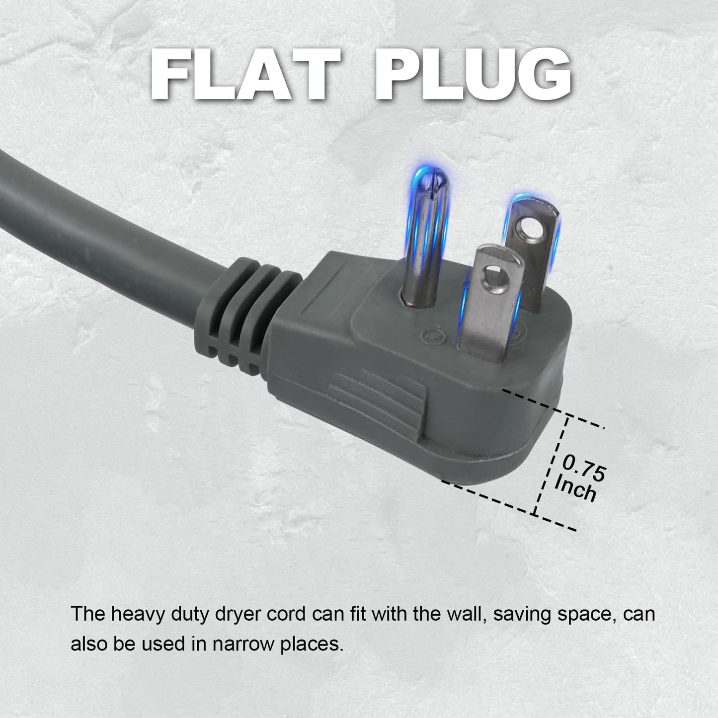 EP 2 Pack 3 Ft Flat Plug Appliance and Power Tool Cord, 14 Gauge 3 Prong 15A Replacement Power Supply Cord Cable, 110V 115V 120V AC Pigtail, Grey