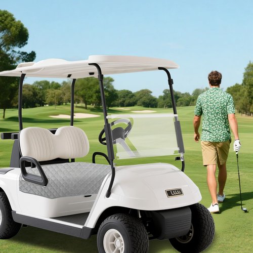 Klmnop Golf Cart Seat Covers, Golf Cart Seat Towel Blanket, Short Plush Surface Non-Slip Bottom Fits for EZGO, Yamaha, Club Car and More 2-Seat Golf Carts(LightGrey)