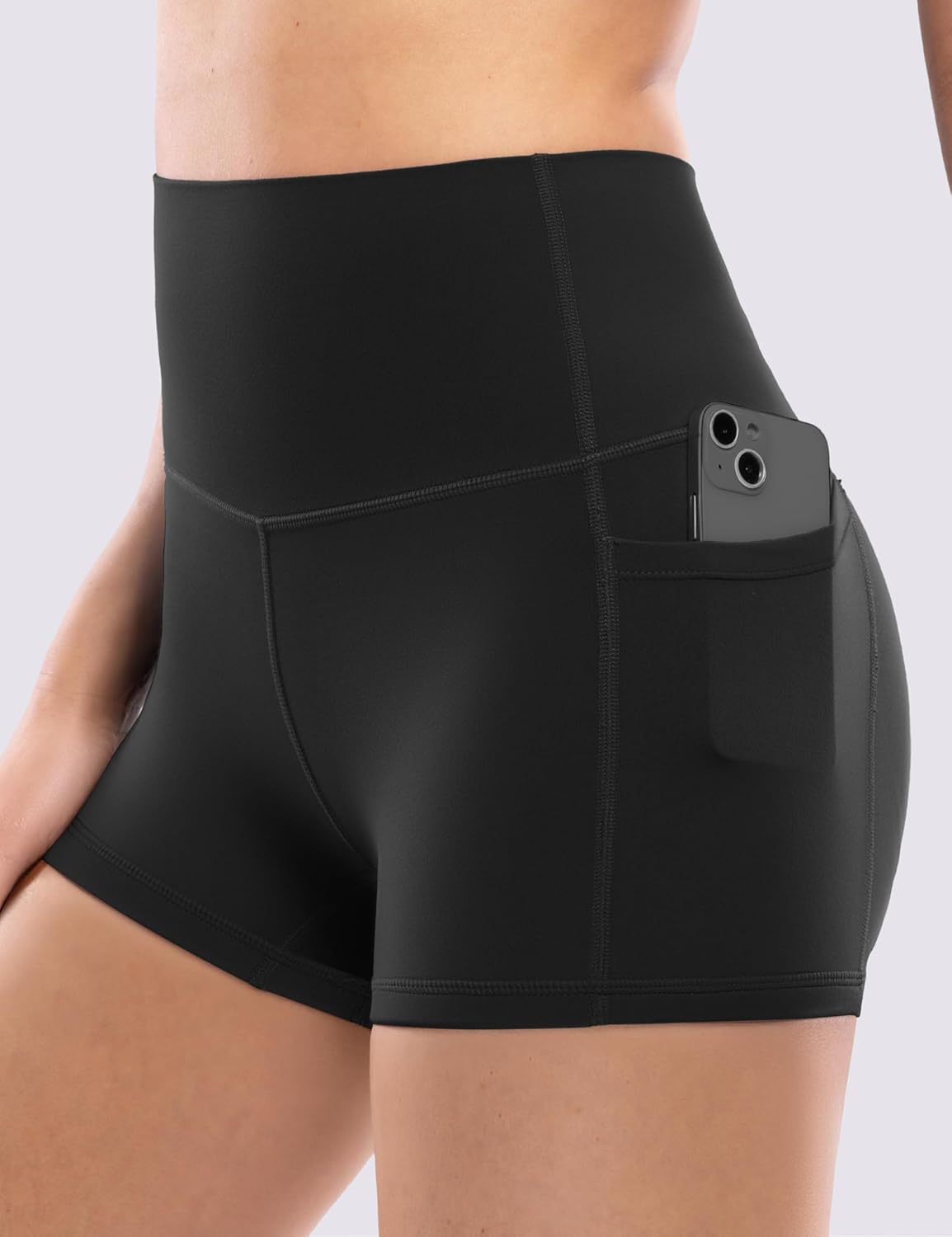 POSHDIVAH Women's Creamluxe Yoga Shorts - High Waisted with Pockets | Sizes 2.5" to 10" for Workout & Running