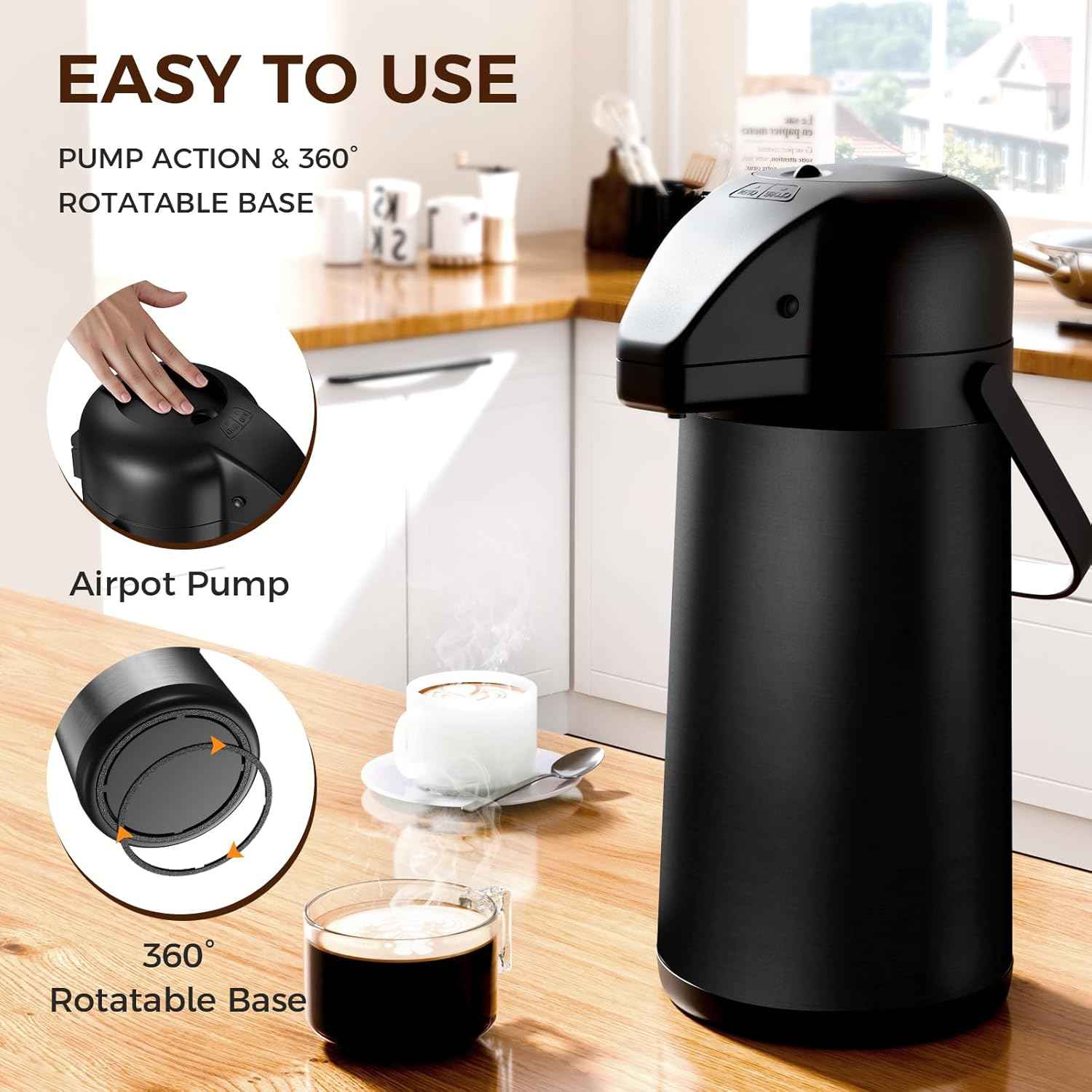 Large 102OZ Stainless Steel Coffee Carafe - Insulated Airpot Dispenser for Hot Drinks
