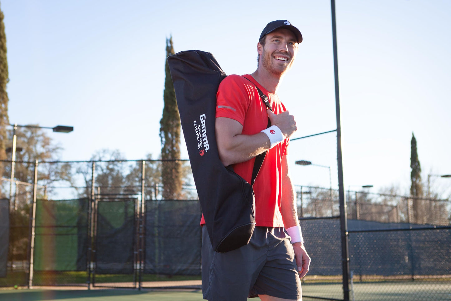 GAMMA Sports EZ Travel Cart, Tennis Pickleball & Padel Hopper, Portable Compact Design, Sturdy Lightweight Construction, EZ Bags, 150 Tennis Ball Capacity, Premium Carrying Case Included