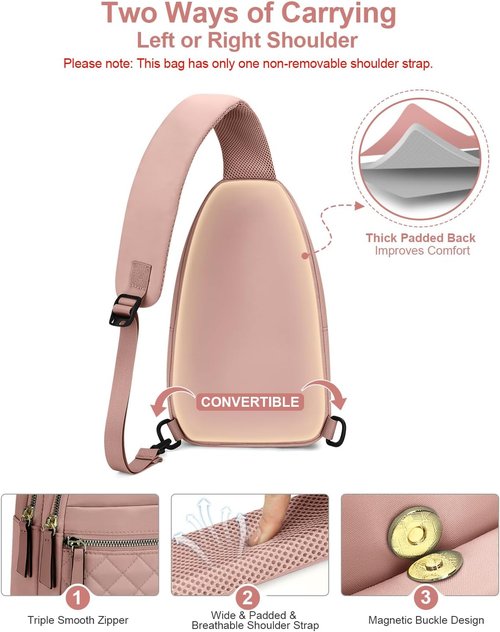 Capolo Sling Bag - Waterproof Crossbody for Men & Women | Trendy Casual Fanny Pack - Pink, Medium