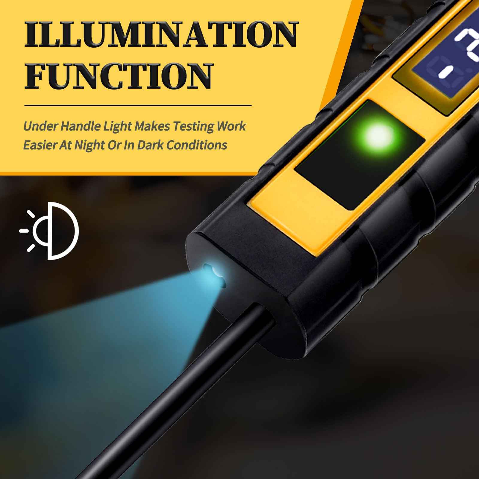 AWBLIN 4-75V DC Automotive Test Light, LCD Digital Light Tester with Voltmeter, Heavy Duty Circuit Tester with Polarity Indicate and Illuminating Lights, Fuse Voltage Tester Auto Electrical Tool