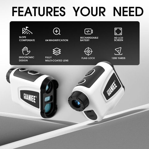 Golf Range Finder with Slope 600/1000YDS, 6X Magnification, 1 Yard Accuracy, Rechargeable Laser Range Finder White 600Y