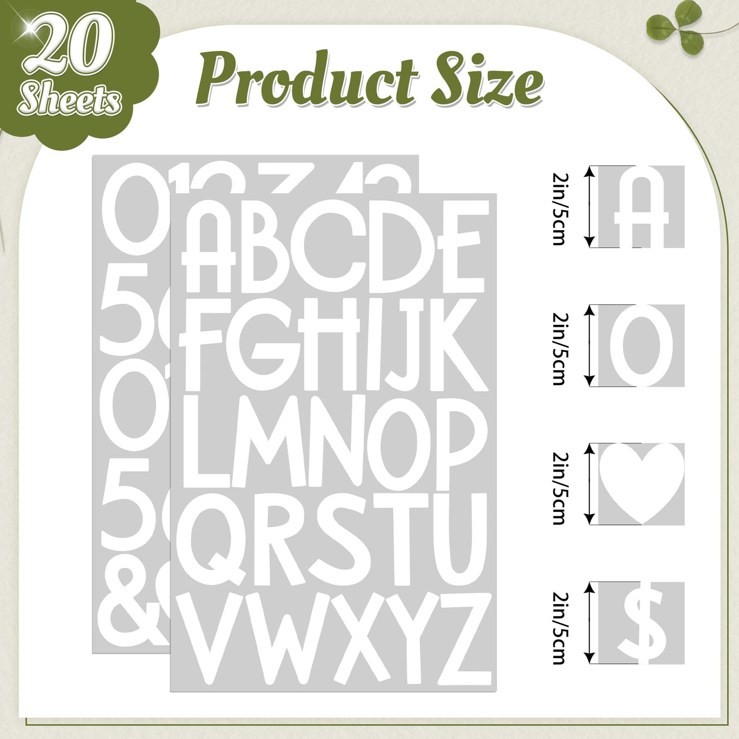 600Pcs Letter Stickers 20Sheets Alphabet Stickers Vinyl Mailbox Numbers Self Adhesive Waterproof Large Sticker Letters for Water Bottle Poster Board School Craft Classroom Address Decor(White,2Inch)