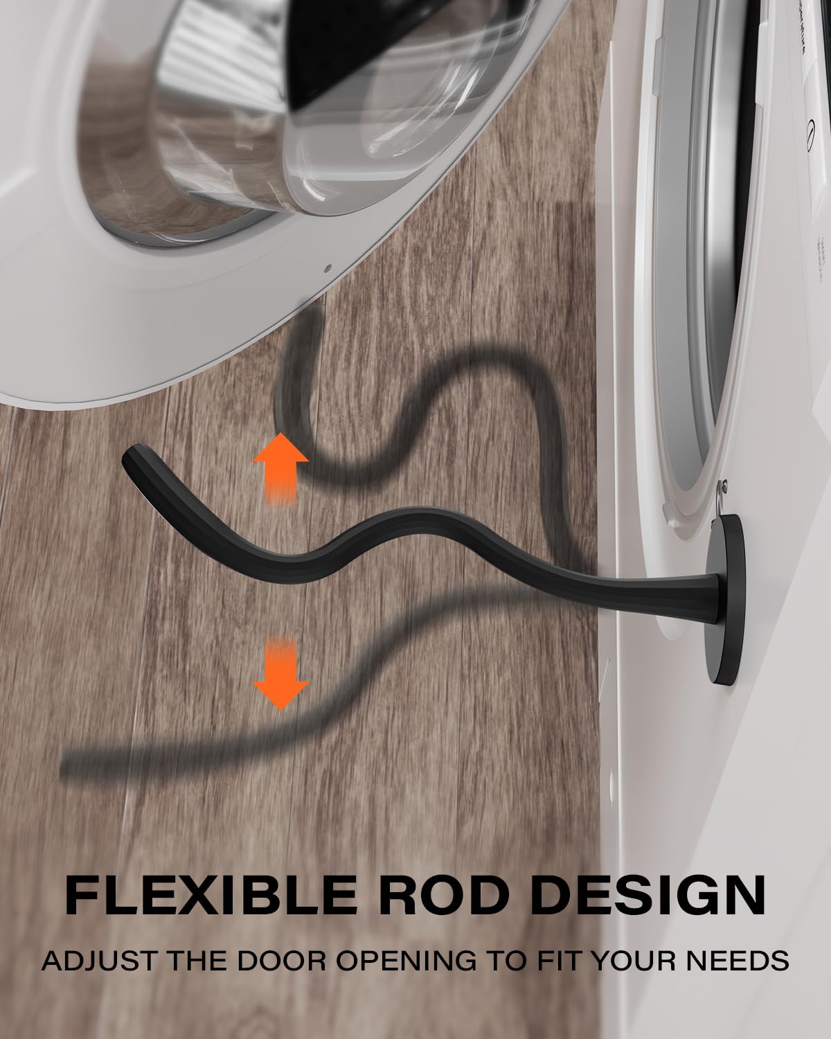 OQTIQ Front Load Washer Door Prop, Flexible Magnetic Washer Door Stopper for Washer and Dryer, Keep Washing Machine Door Open to Prevent Odors, Black