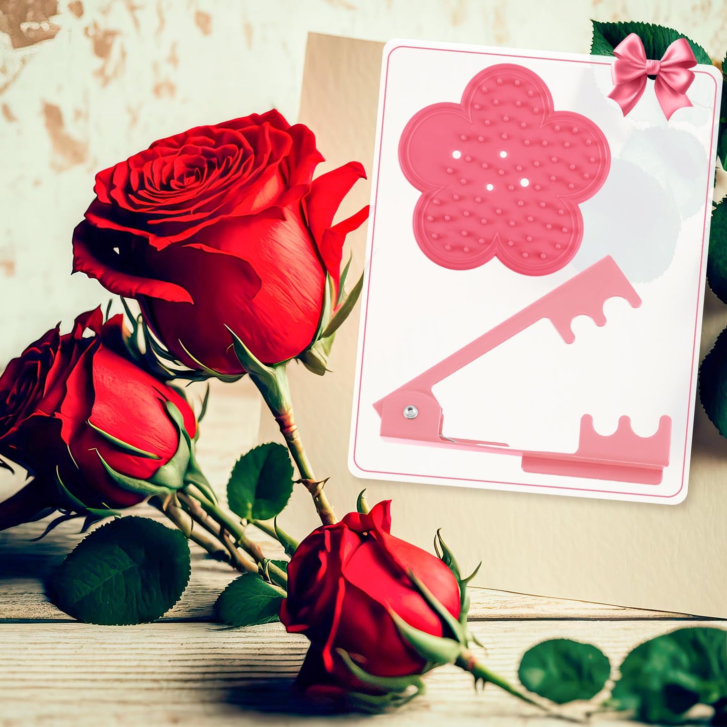 WILLBOND 2 Sets Thorn Remover for Rose, Durable Rose Stem Leaf Thorn Stripper Tool Kit Floral Stem Remover Crafting Tools Florist Garden Floral Arrangements(Pink)