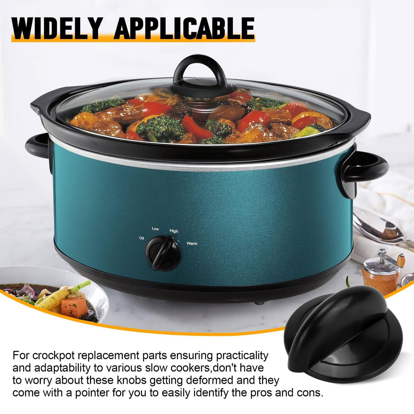 Control Knob Compatible With Crockpot Slow Cooker SCV700-CH-BR Replacement Parts Slow Cooker Adjustable Knobs (2PCS)