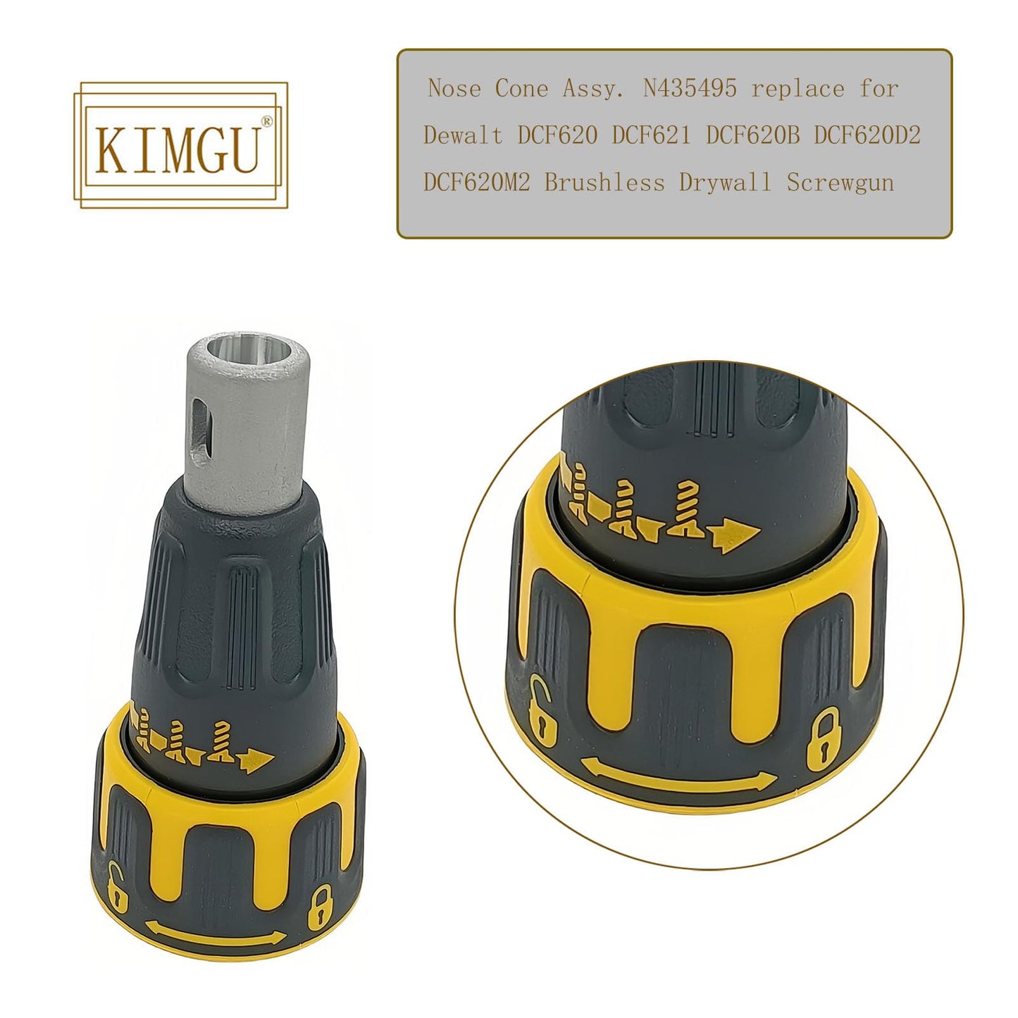 N435495 Nose Cone Assy. replace for Dewalt DCF620 DCF621 DCF620B DCF620D2 DCF620M2 Brushless Drywall Screwgun