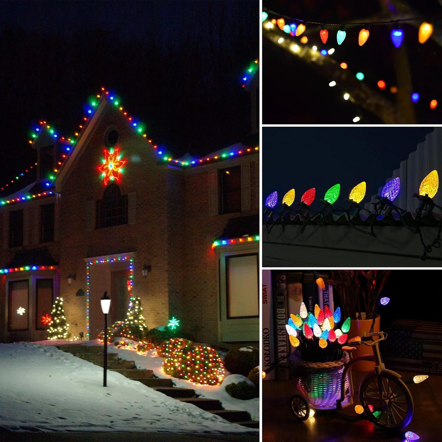100 LED Orange & Purple C9 Halloween String Lights - Waterproof, 98FT, 13 Modes for Indoor/Outdoor Party Decor