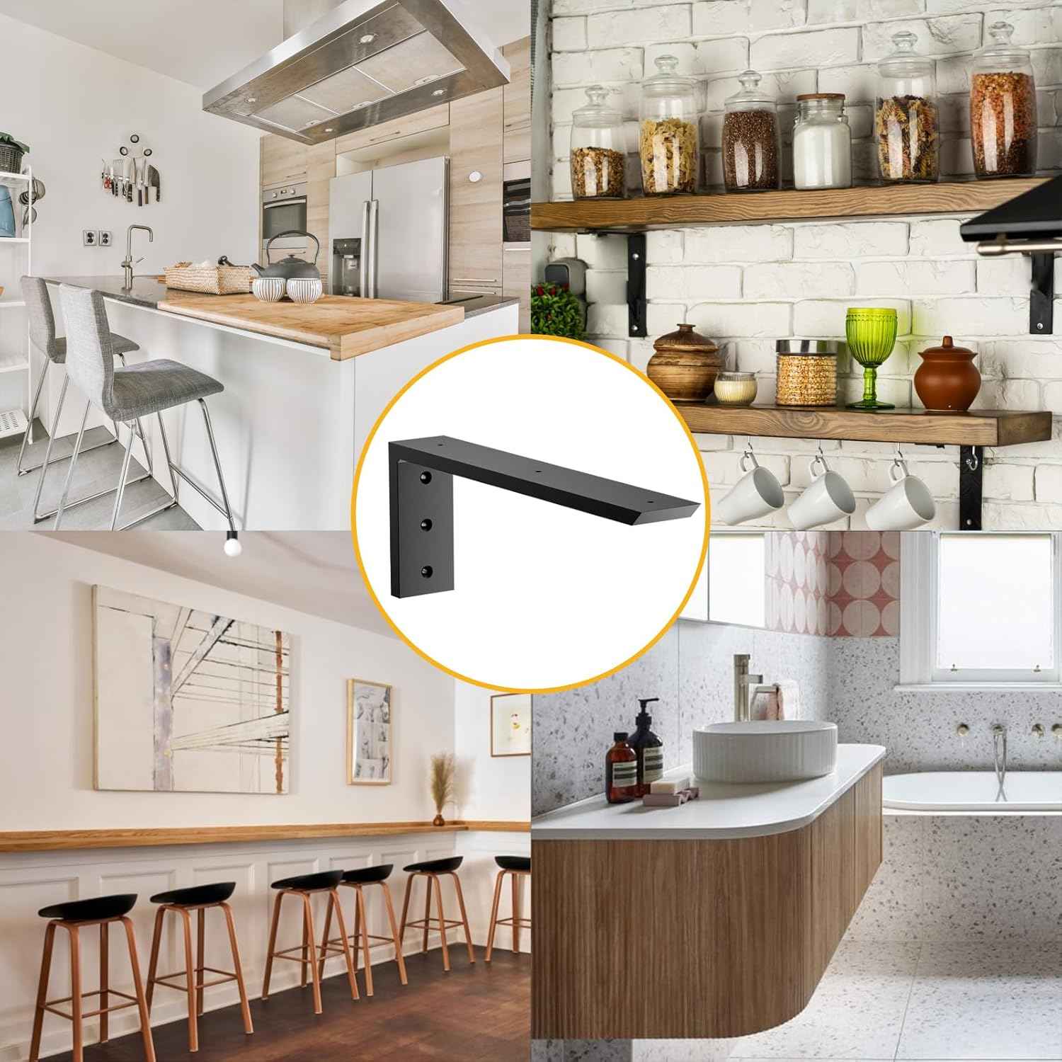 16-Inch Heavy Duty Countertop Support Brackets - 3 Pack for Granite, Quartz & Wood