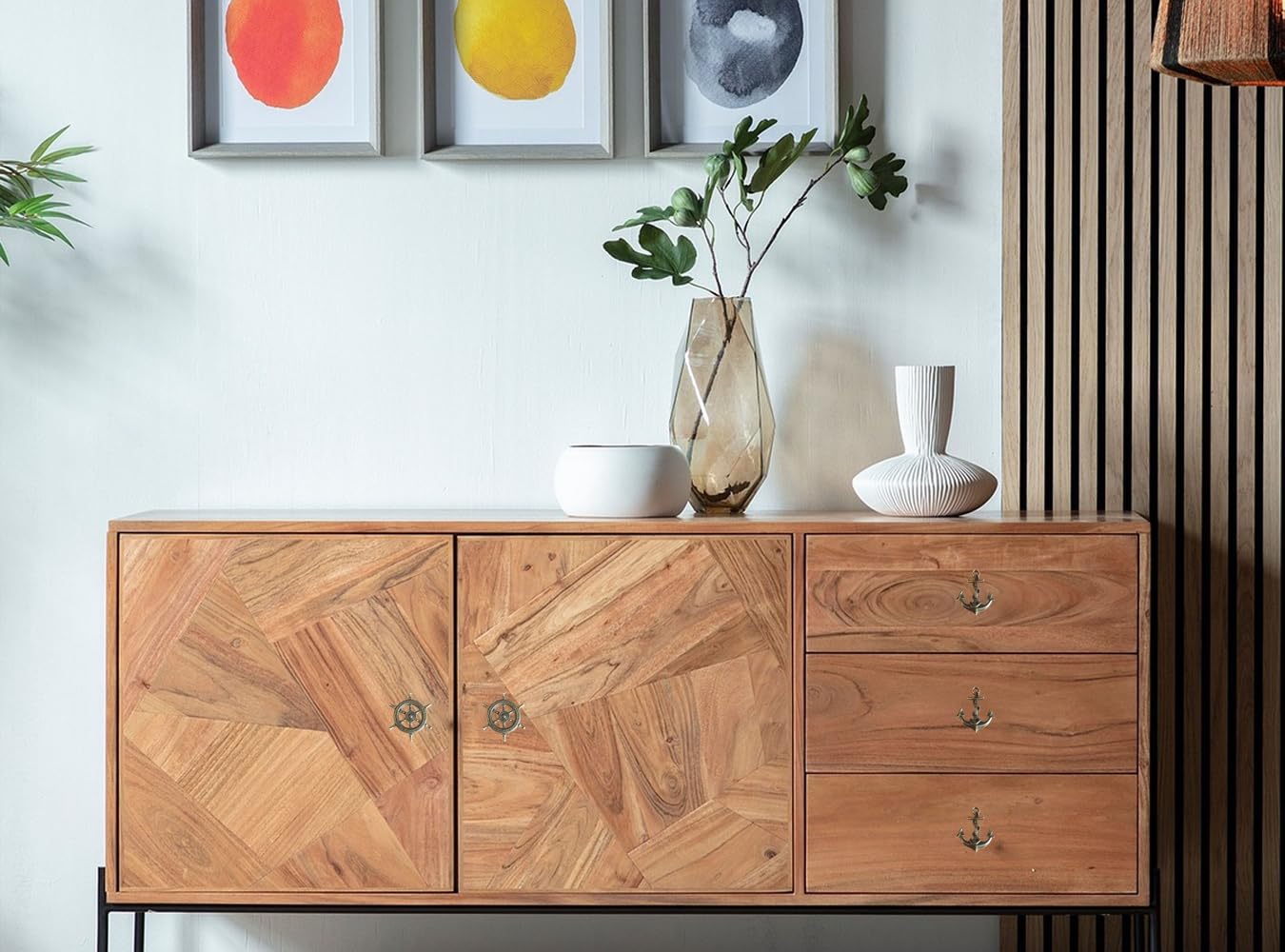 Aimoye Antique Bronze Kitchen Cabinet Knobs - Anchor Rudder Drawer Pulls, Antique Brushed Gold, Nautical Sea Theme Home Decor