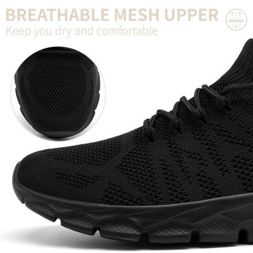 Mens Running Tennis Shoes Walking Lightweight Athletic Workout Gym Shoes Breathable Fashion Sneakers All_Black 10.5