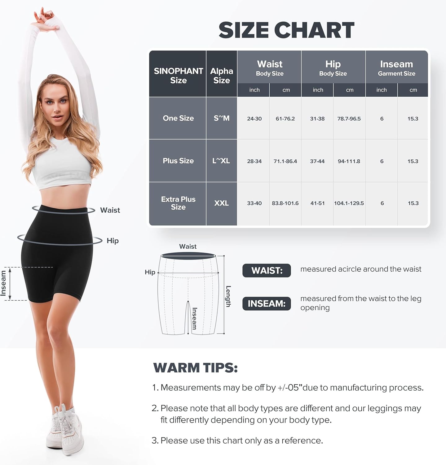 SINOPHANT High Waisted Biker Shorts - 6” Buttery Soft Elastic Tummy Control for Gym & Yoga