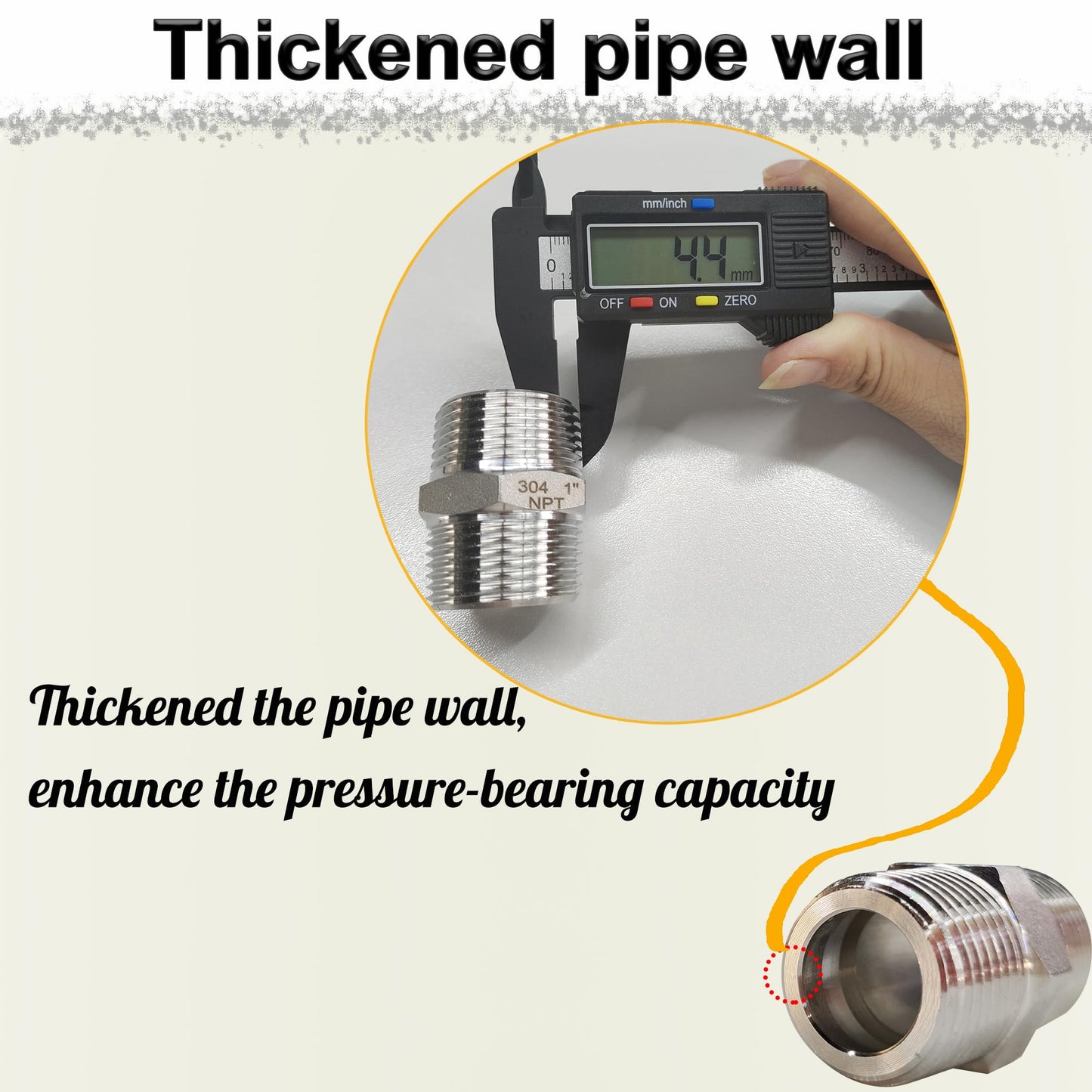 1" Male Hex Nipple Pipe Fittings, 304 Stainless Steel 1 inch NPT Threaded Pipe Adapter Fittings Equal Nipples Connectors, Male Straight Connector Pipe Fitting (1“, 2pcs)