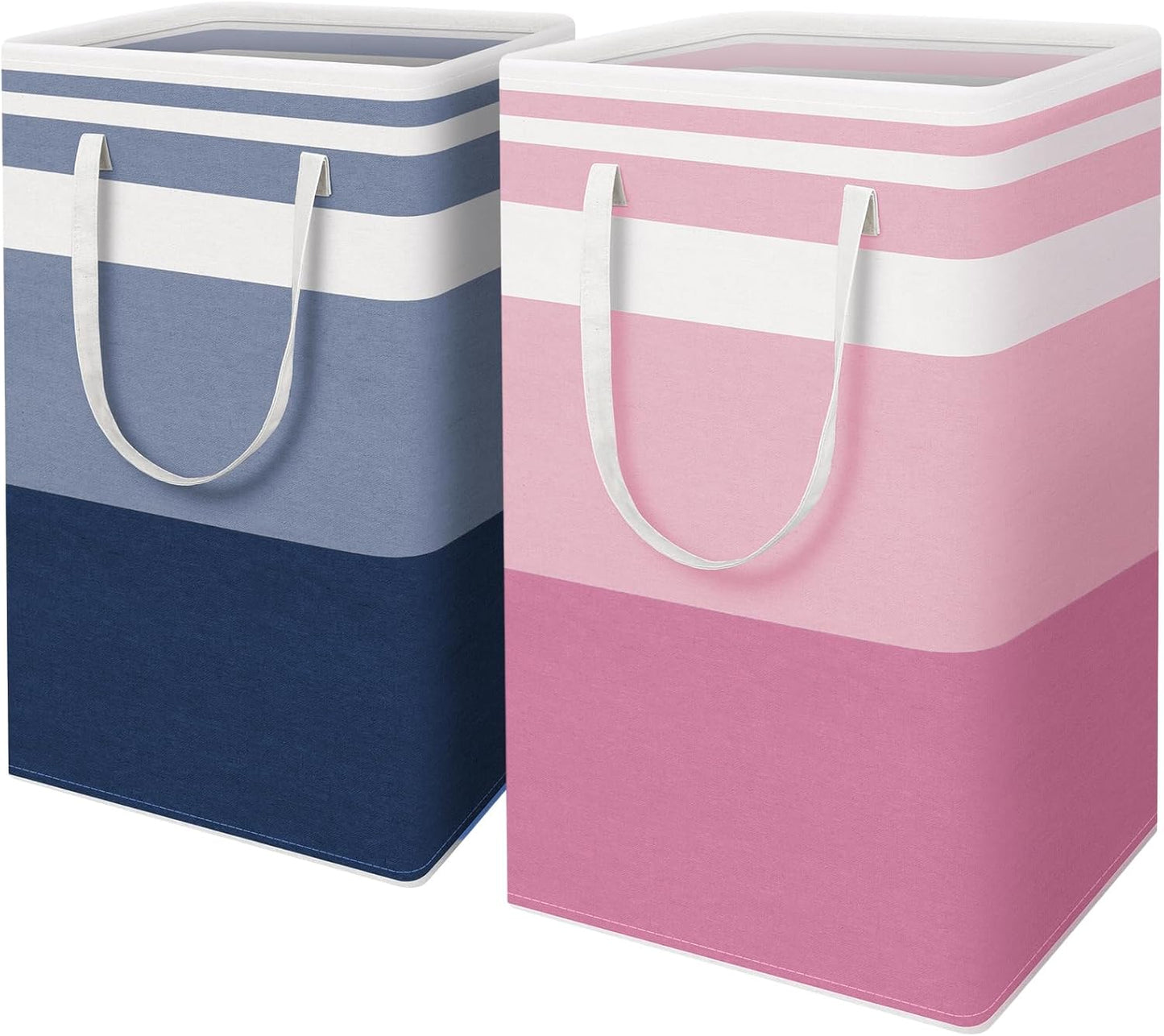 Waterproof 100L Laundry Basket Set - Collapsible Freestanding Hamper with Extended Handles - 2-Pack Gradient Grey for Clothes & Toys