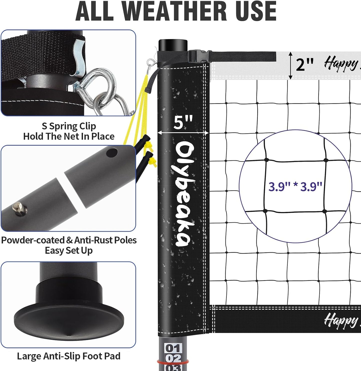 Skiennix 32ft Outdoor Volleyball Net Set - Heavy Duty Poles, Durable Net, Volleyball & Pump Included
