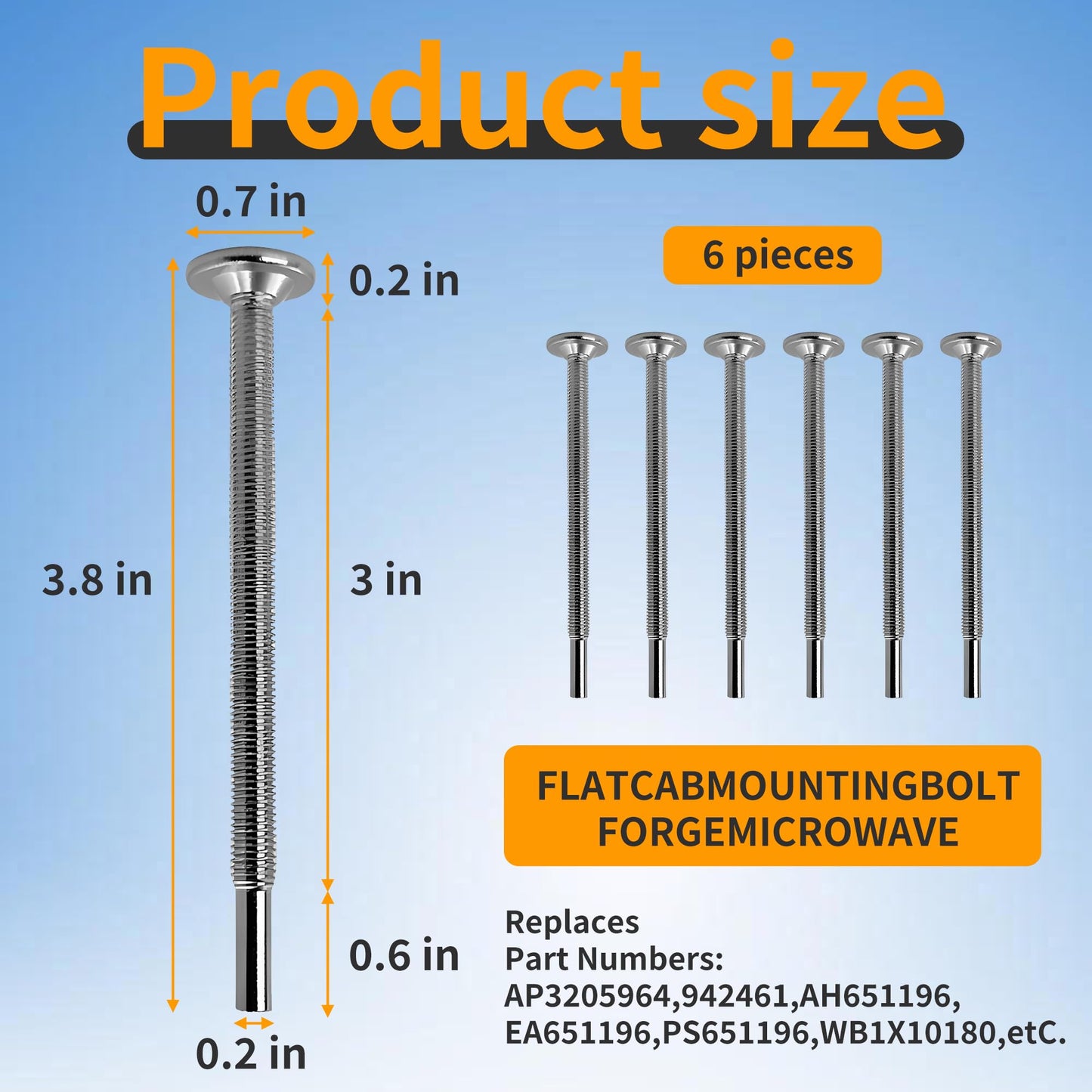 6 Pack WB01X10180 Microwave Mounting Flat Bolt for GE Microwaves,of Flat Bolts for Easy Installation onto Microwave Cabinets - 3.87" L - Secure Your Microwave with Precision