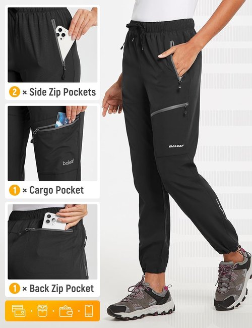 Baleaf Women's Hiking Pants - Quick Dry Lightweight Water-Resistant Cargo Pants | All Seasons, Elastic Waist