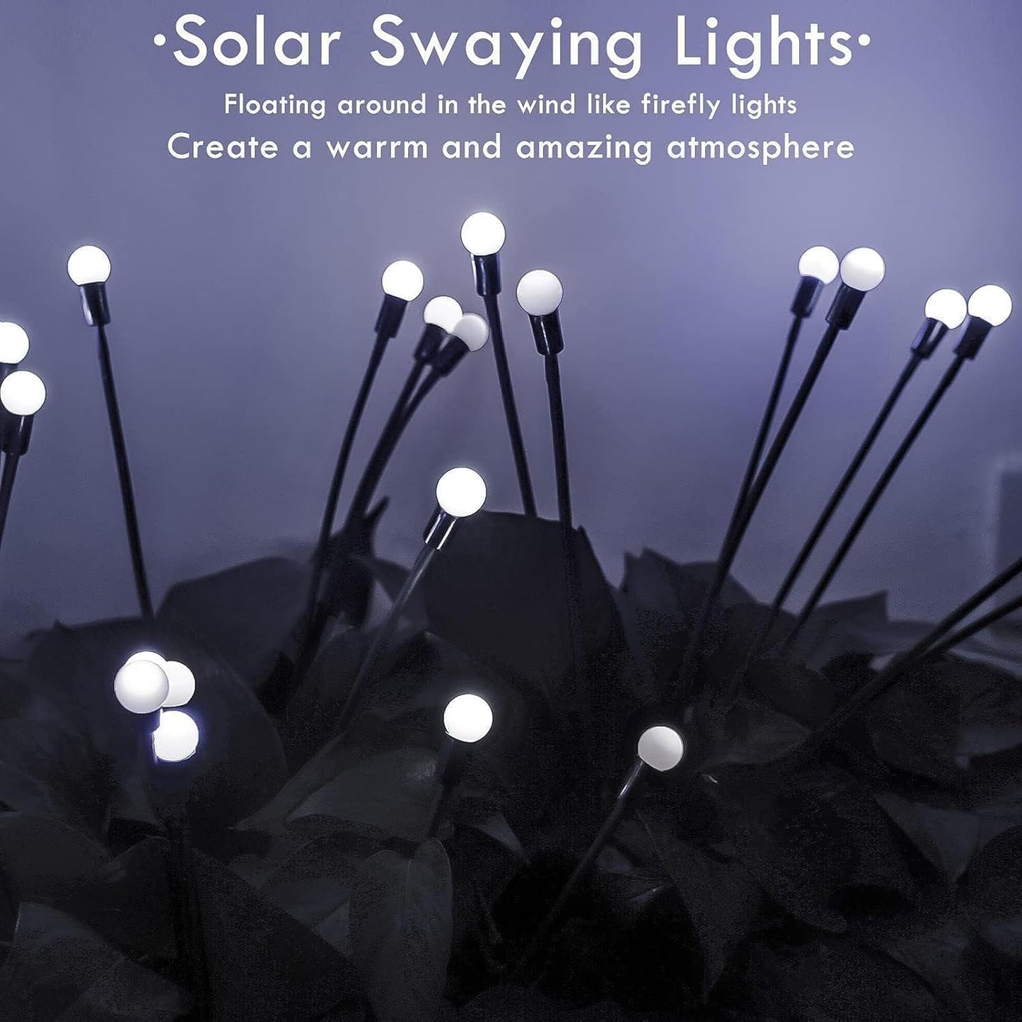 48 LED Solar Halloween Lights - 6 Pack Purple & Orange Waterproof Firefly Lights for Garden & Patio Decor