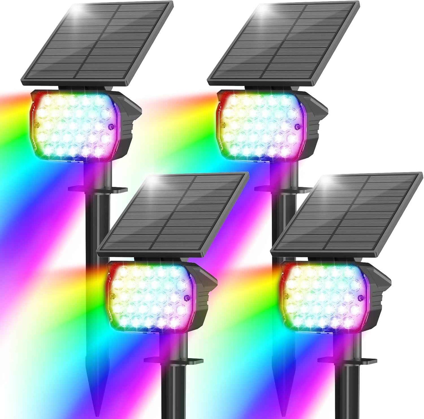 VOLISUN 8-Pack Solar Landscape Spotlights - IP67 Waterproof Uplights for Garden & Pathway, 27 LED Warm White, 3 Lighting Modes