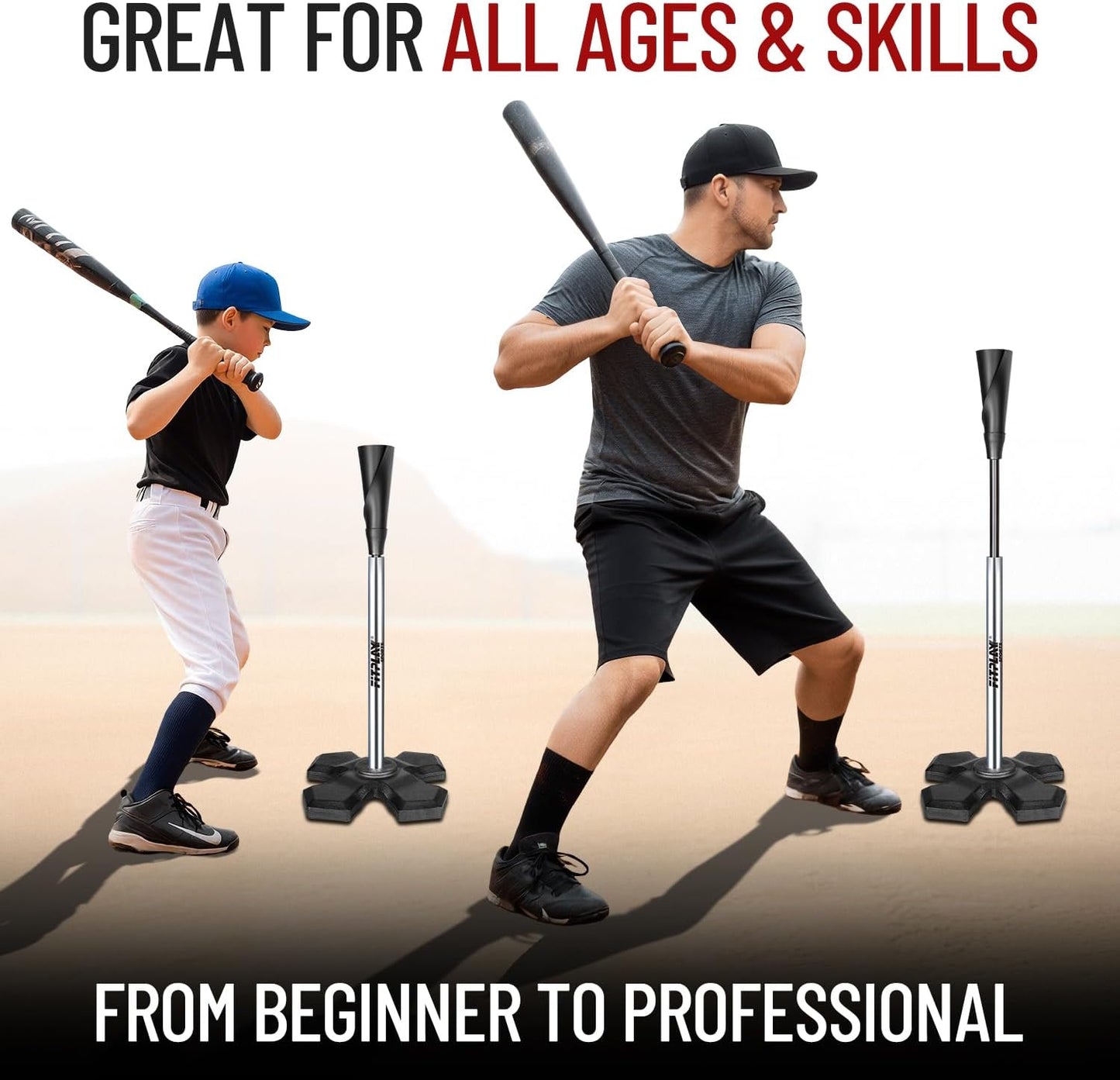 Skiennix Portable Baseball Hitting Tee - Height Adjustable 25-37 Inches | Easy Carry Design for All Players