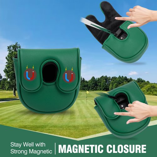 Golf Putter Covers DF3 Mallet Putter Headcover Map Embroidery Mallet Putter Covers with Magnetic Closure fit lab DF3 Putter,Green