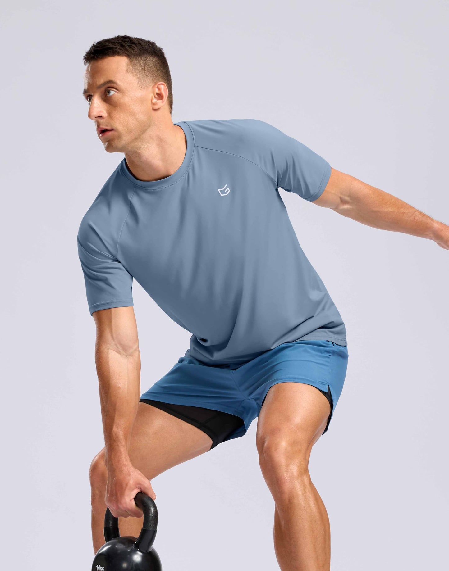 G Gradual Men's Athletic Workout T-Shirts Moisture Wicking Cooling Running Shirts Short Sleeve Performance Tee for Gym Tennis(Slate Blue,M)