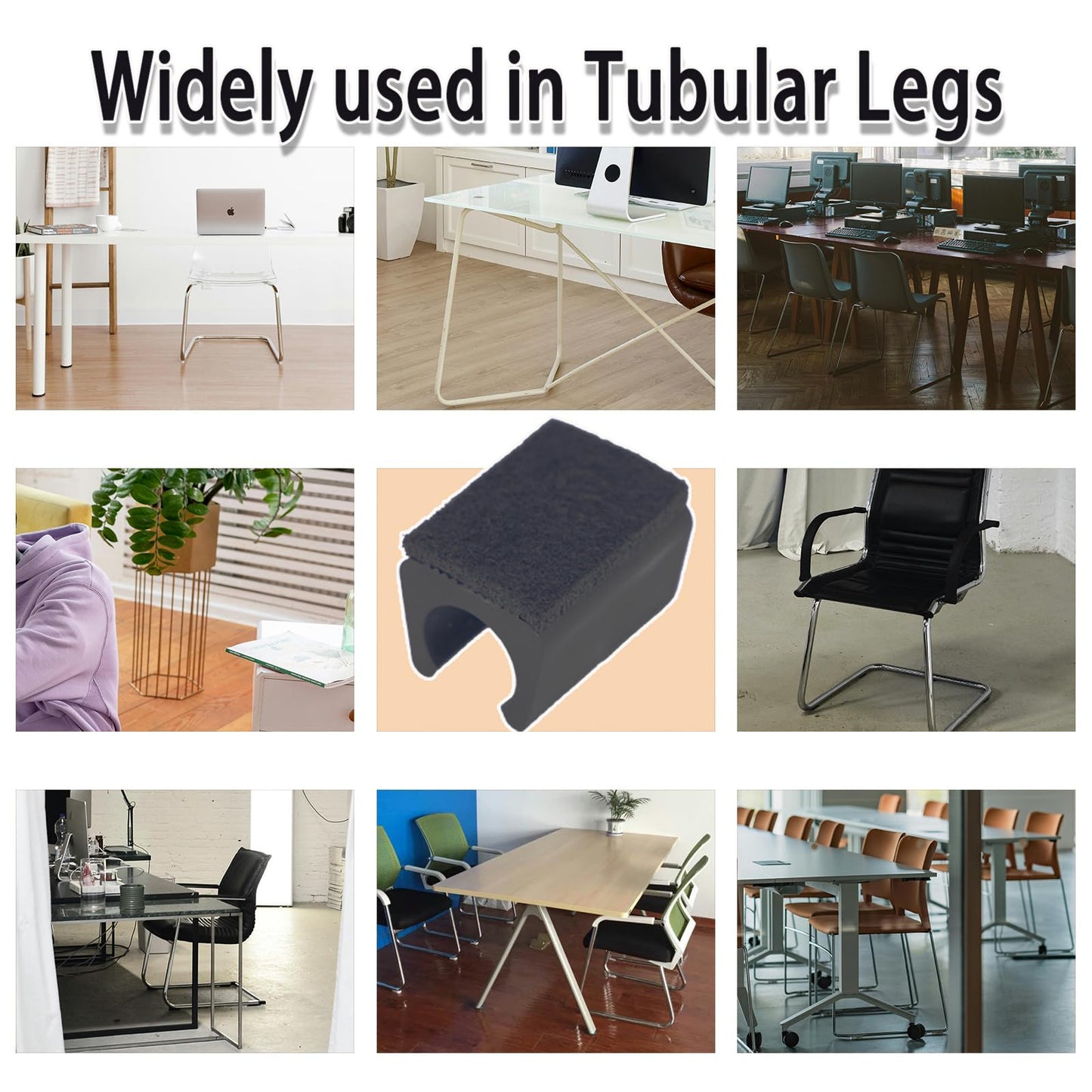 Sled Chair Leg Floor Protectors with Felt Furniture Pads,Rectangle U Shaped Chair Leg Tips Caps,Furniture Feet Protectors Slide Smoothly Protect Floors No Scratches No Noise (Diameter 12mm 8Pack)