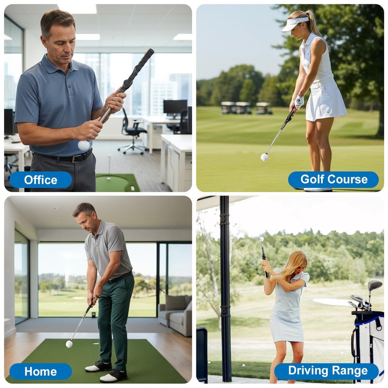 HTAIWLL Golf Grip Trainer & Swing Training Aid – Retractable Golf Swing Trainer, Home Golf Simulator, Practice Equipment, Swing Analyzer, Indoor Putting Green, Golf Gifts for Men