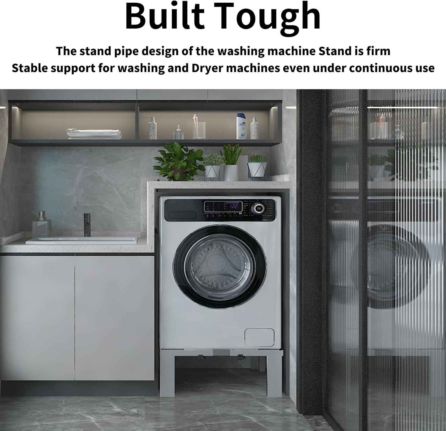 Heavy Duty Stainless Steel Mini Fridge & Washer Dryer Stand with 4 Strong Feet - Universal Appliance Base (Large)