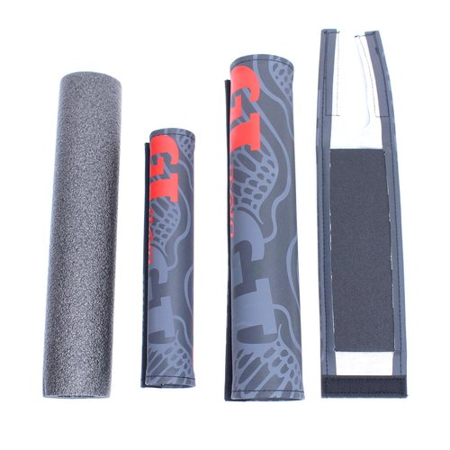 GT DYNO 1989 re-issue 3 Piece Nylon BMX Bicycle Padset - BLACK GRAY RED