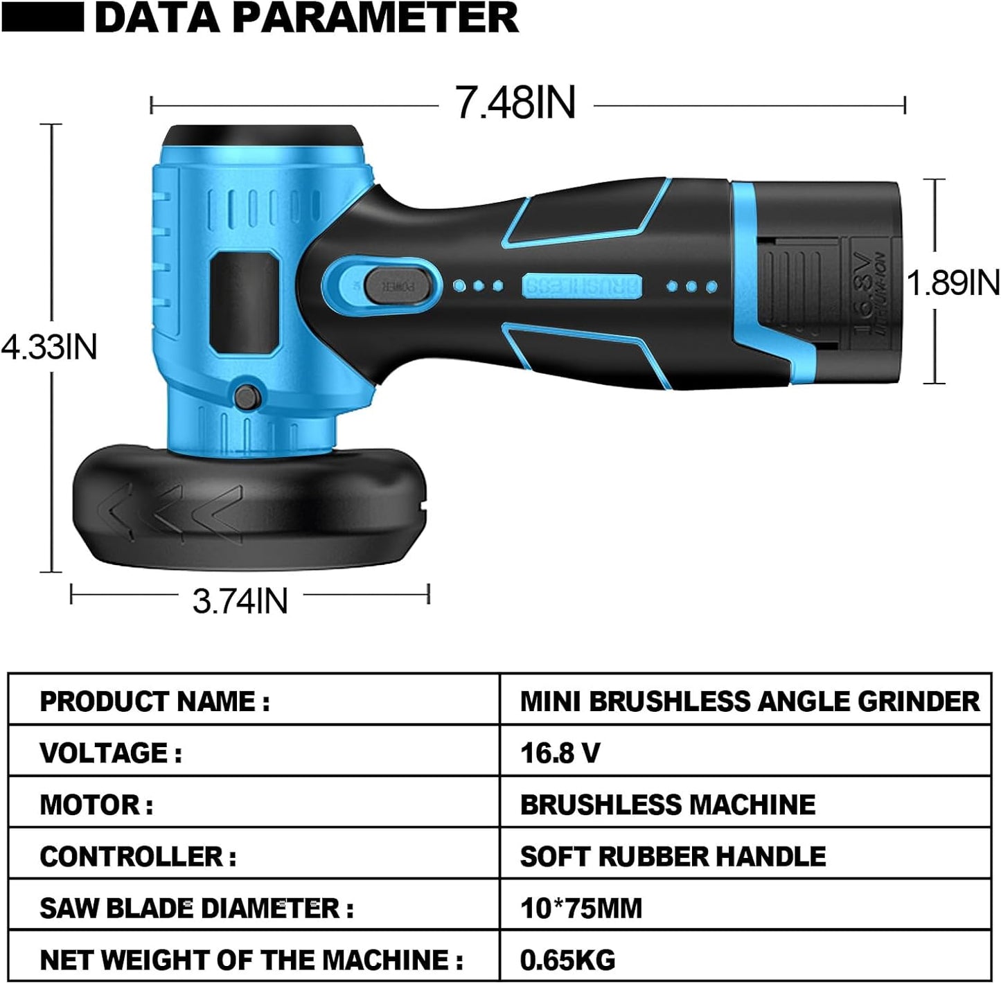 Mini Cordless Angle Grinder Kit - 19500 RPM Electric Tool with 2 Batteries & 5 Cutting Discs for Metal & Wood