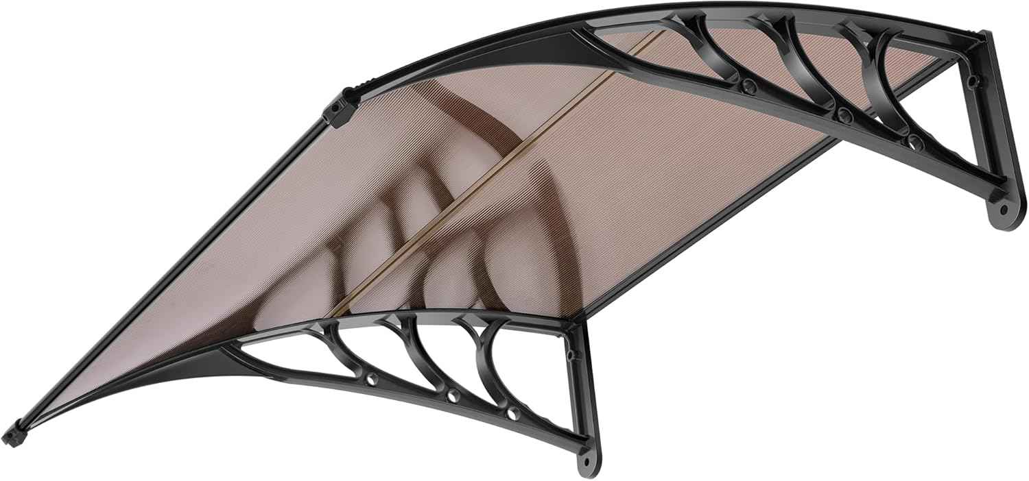 40-Inch VIVOHOME Polycarbonate Window Door Awning Canopy - Brown with Black Bracket