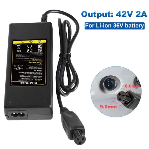 SGS Certified 42V 2A Charger Replacement 3 Prong Fast Charger Inline Connector for 36V Electric Scooter Jetson Swagtron Onewheel Pint 10S Lithium Battery