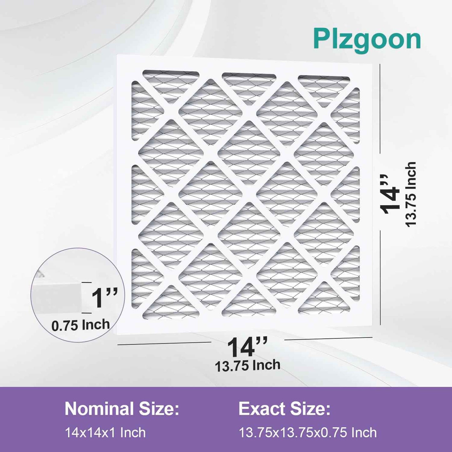 Plzgoon 14x14x1 Air Filter MERV 11 (4 Pack) MPR 1000 Pleated AC Furnace Filters for Home Office Air Conditioner AC HVAC Furnace Heating Systems (Exact Dimensions: 13 3/4x13 3/4x3/4 Inches)