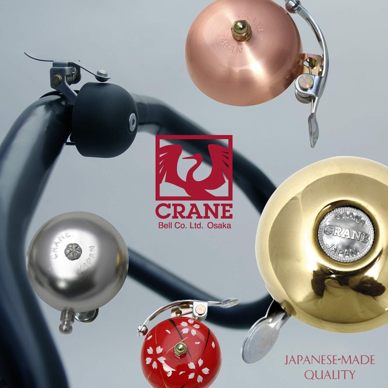 Crane Bike Bell, Neo-Black, Karen Bicycle Bell, Steel Clamp, Made in Japan for City Bikes, Cruisers, Road Bikes or MTB, Fits Handlebar diameters 22.2 to 26.0mm