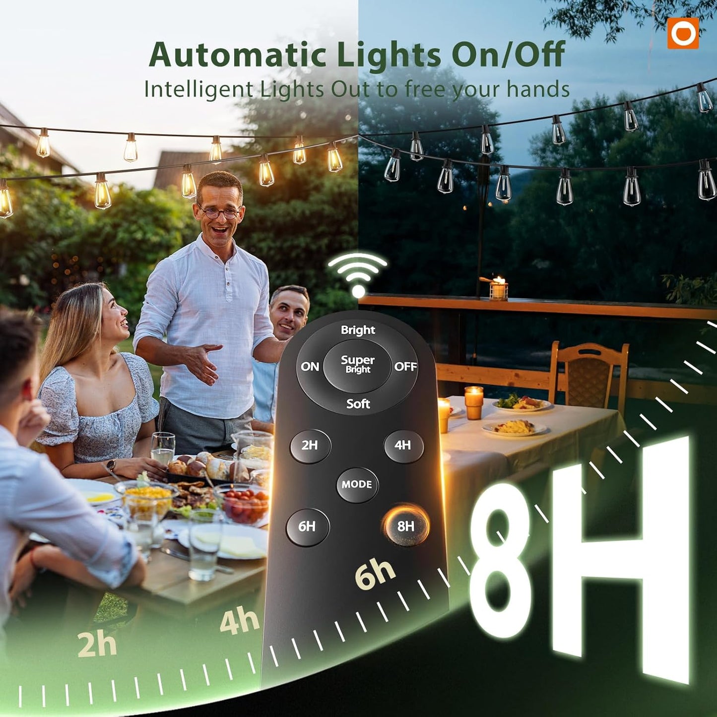 Solar String Lights Outdoor 102FT - 30+2 Waterproof LED Bulbs, Remote Control, Dimmable, 3 Modes for Patio & Garden