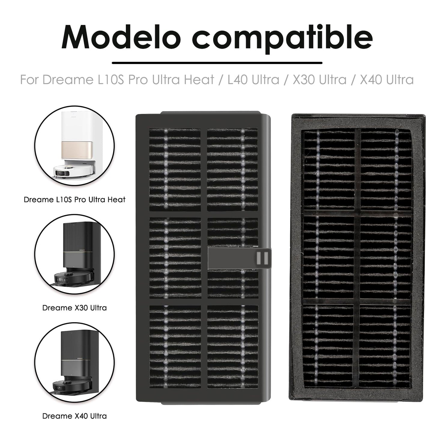 BRUVISH (3 Pack) X40 Ultra Replacement HEPA Filter for Dreame X40 Ultra/ L10s Pro Ultra Heat/ X30 Ultra/ L10s Ultra Gen 2/ L40 Ultra/Mova P50 Ultra/ P50 Pro Ultra/ P10 Pro Ultra Robot Vacuum Filters