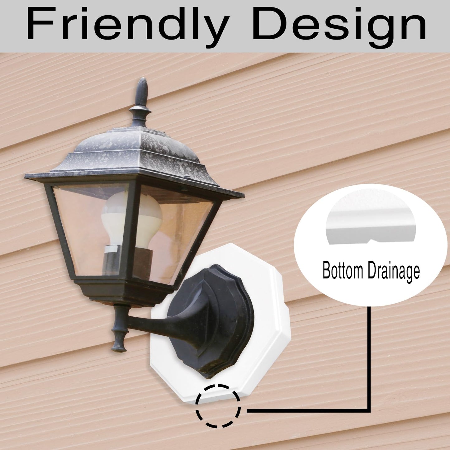 Qishiyi Vinyl Siding Mounting Blocks Kit,Siding Mounting Block with Built-in Electrical Box Vertical Siding Lamp Mounting Plate for 1/2 inch Lap Siding (White, 1/2 inch Lap Siding)