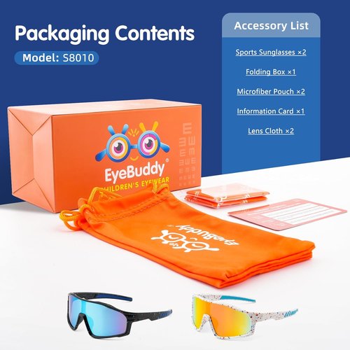 EYEBUDDY Kids Sunglasses - Polarized UV Protection for Boys & Girls Age 6-12 | Perfect for Sports