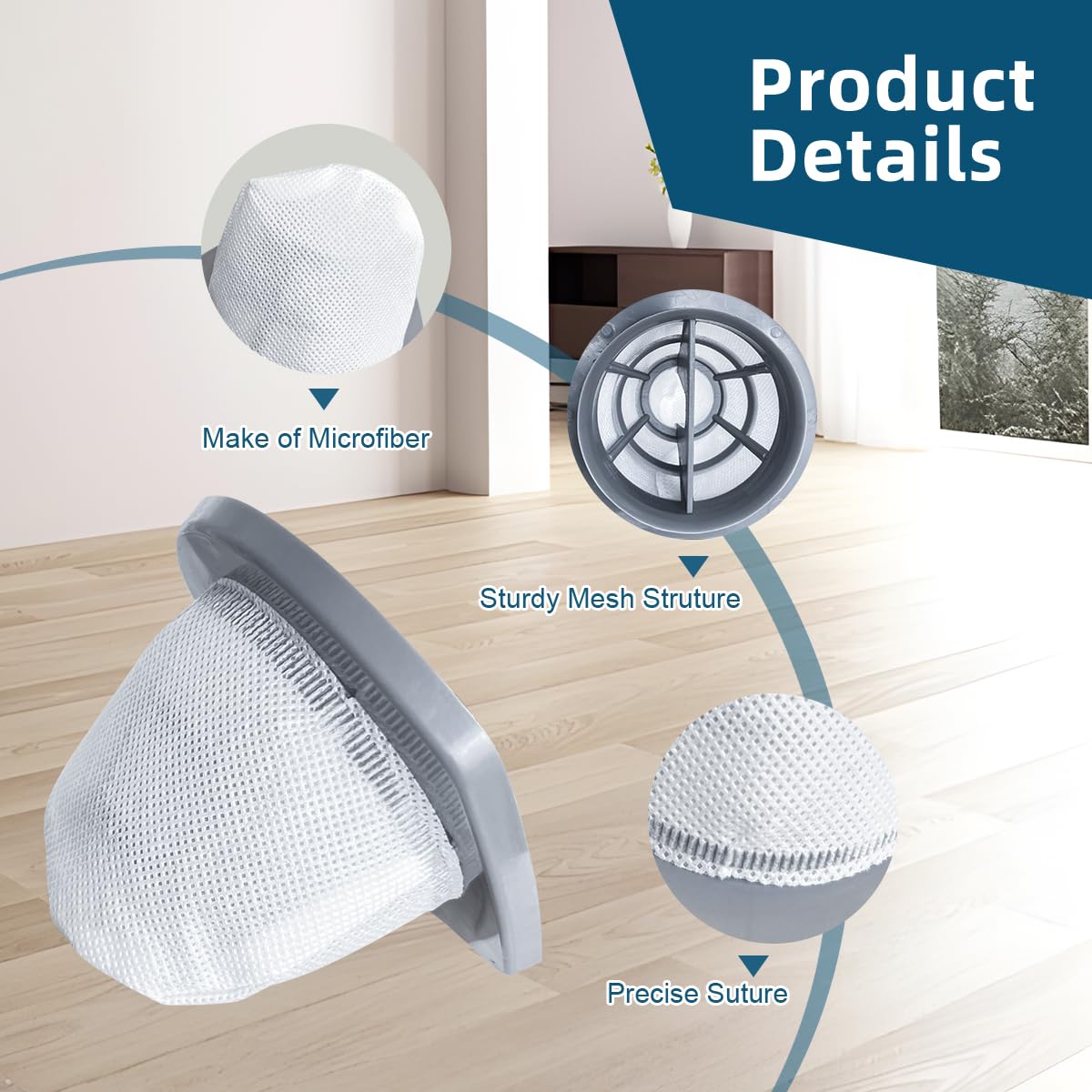 4 Pack 2033 Vacuum Replacement Filter Compatible with Bissell Featherweight Stick Lightweight Bagless Vacuum 20331 20333 20334 20336 20339 2033M, 4 Mesh Filters & 6 Foam Filters, Replace No.1611508