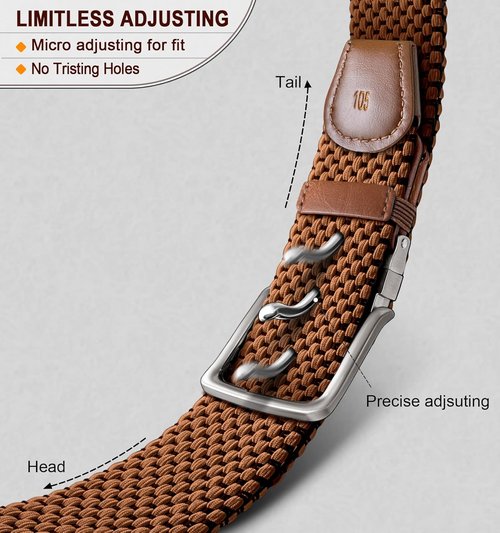 KEMISANT Reversible Braided Belt - Elastic Stretch Design for Men | 1 3/8" Width, Perfect for Golf & Casual Wear
