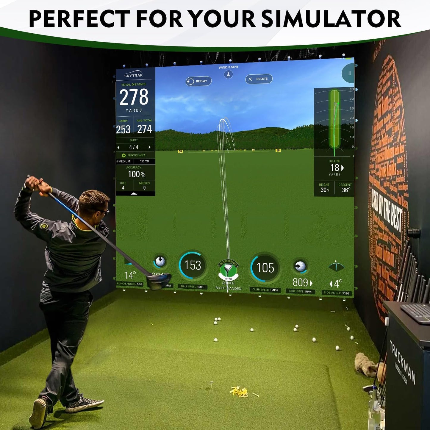 Golf Impact Screen with Upgraded Grommet Slings, 3D Air Mash Golf Simulator Impact Screen for Training, Professional Impact Screen Hitting Mat for Home, Indoor, Outdoor