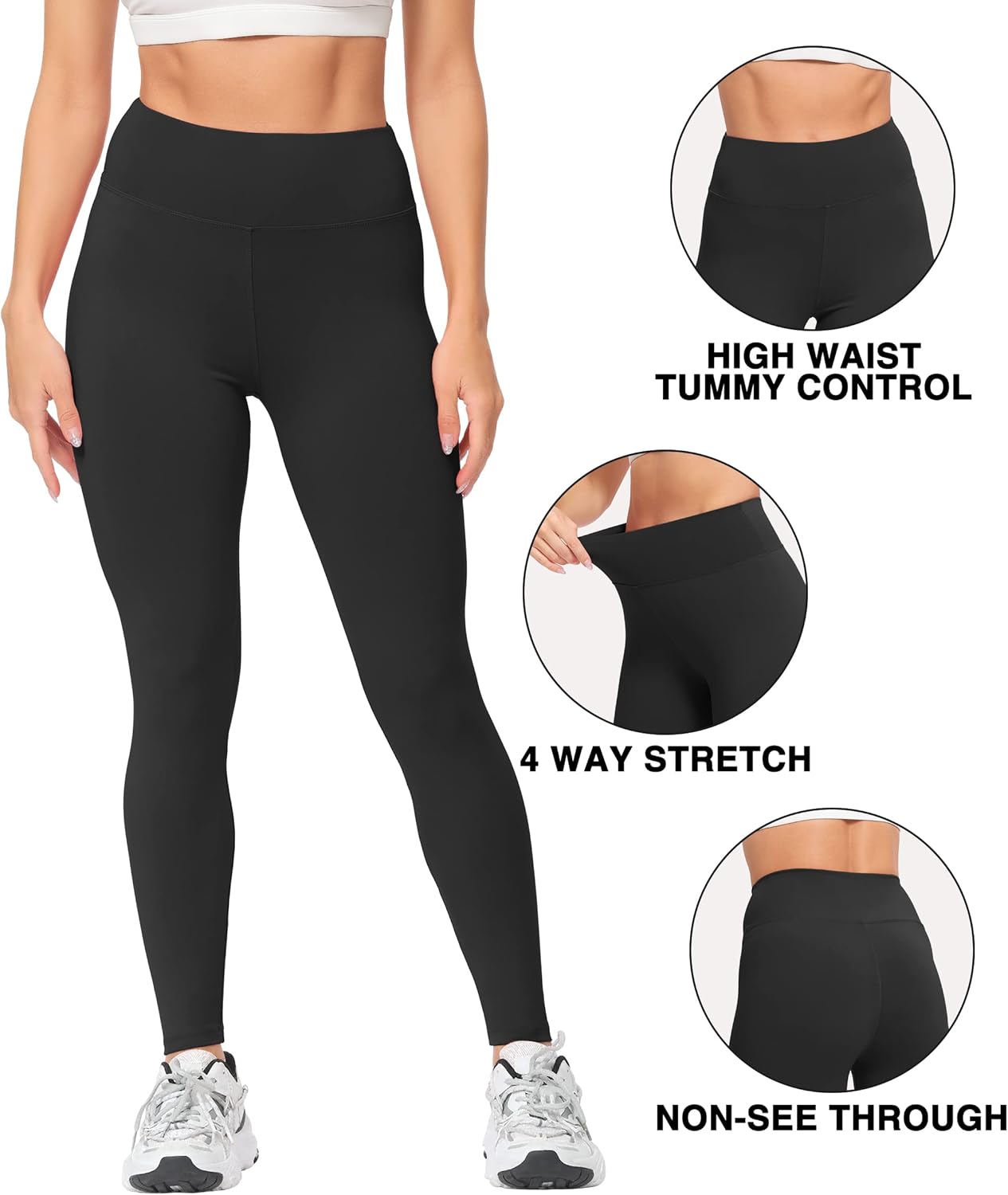 Natural Feelings High Waisted Leggings - Soft Tummy Control Yoga Pants for Women
