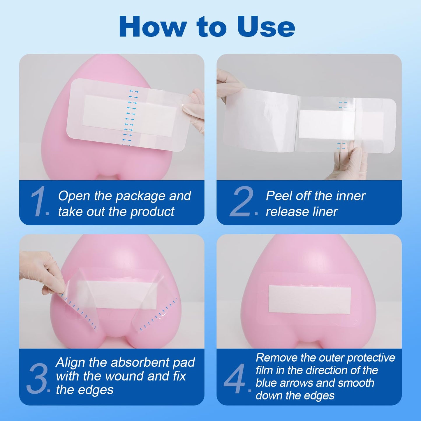 Dimora Waterproof Transparent Film Dressing with Pad, Large Clear Bandage Tape for Wound Care, Adhesive Post Surgical Cover Pad,for IV Shield, Tattoo Aftercare, Shower Protector 4x8 inch 10 Packs
