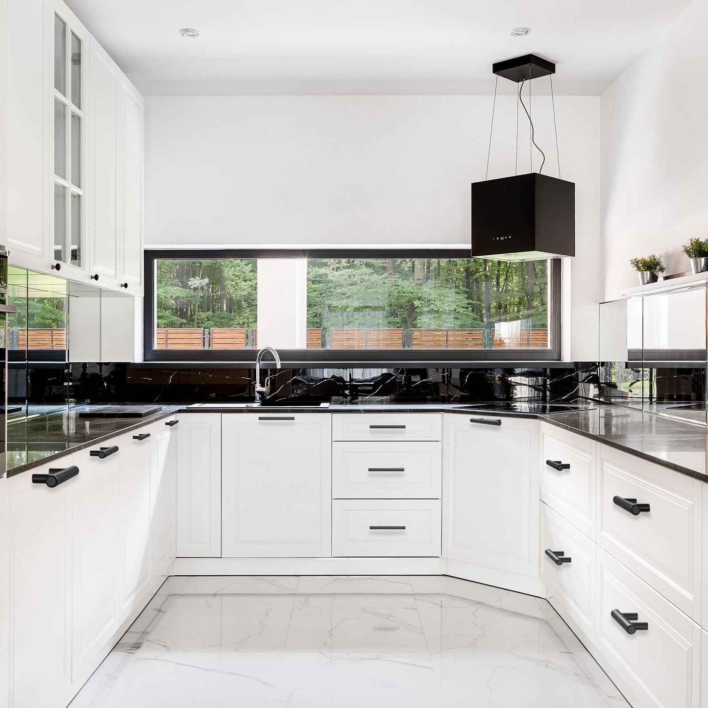 Plustool 50Pack Matte Black Cabinet Handles, 3''Hole Centers Kitchen Drawer Pulls, Stainless Steel Dresser Hardware for Kitchen Bathroom Bedroom - 5''Overall Length