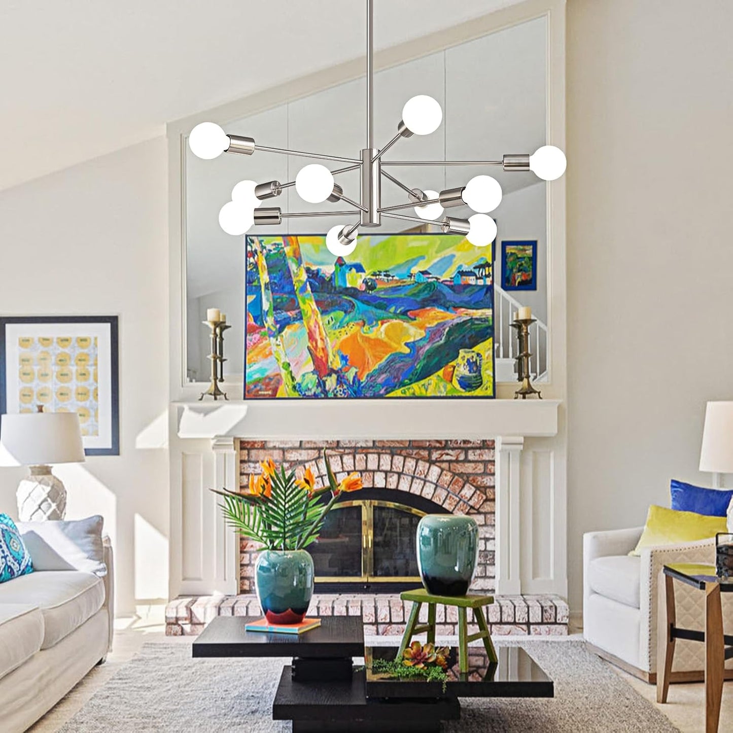 8-Light Gold Sputnik Chandelier - Modern Adjustable Ceiling Light for Dining Room, Kitchen & Foyer